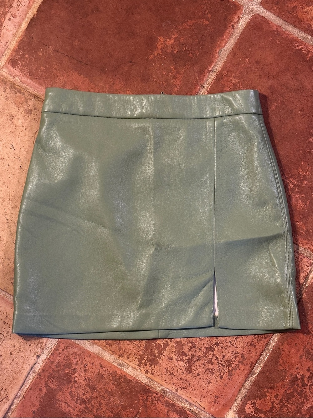 Windsor Sage Green Faux Leather Mini Skirt